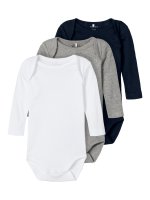 Baby bodysuits in a 3-pack with long sleeves
