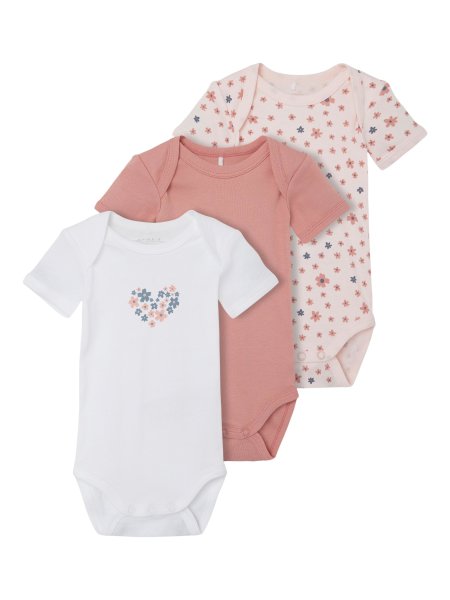 short-sleeved baby bodysuits in a 3-pack